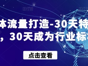 30天成为行业标杆：实体流量打造特训营，快速提升业绩-54创业网