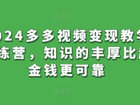 2024多多视频变现教学训练营：知识致富比金钱更靠谱-54创业网