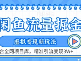 闲鱼虚拟变现新玩法：3W+精准引流变现技巧，配合全网项目库掘金-54创业网