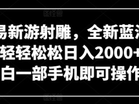 网易新游射雕赚钱攻略：手机轻松日入2000+，新手必看蓝海项目揭秘-54创业网