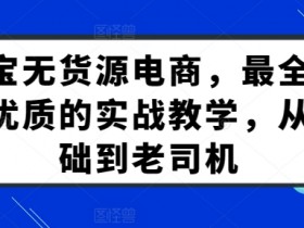 淘宝无货源电商实战教学：零基础到月入过万，手把手教你玩转无货源模式-54创业网