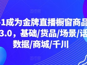 金牌直播运营3.0：0基础速成带货高手（货品/话术/千川/数据/商城）-54创业网