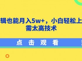 影视剪辑月入5w+秘诀：零基础小白轻松上手，低门槛高收入-54创业网