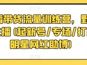 野路子主播直播带货训练营：起新号打榜专场，明星网红助你爆单-54创业网