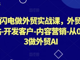 外贸AI实战课：从0到3做外贸，AI闪电建站+开发客户+内容营销-54创业网