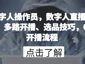 数字人操作员培训：0-1搭建直播流程、多路开播技巧、选品攻略-54创业网