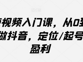 0基础抖音短视频入门课：定位起号到盈利全攻略-54创业网