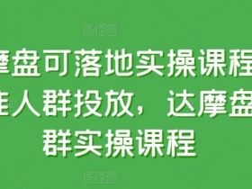 达摩盘人群实操课程：精准人群投放技巧，可落地实操教学-54创业网