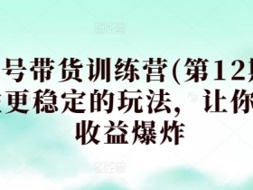 养生号带货训练营第12期：稳定收益玩法，引爆带货赚钱-54创业网