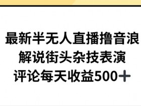 半无人直播撸音浪赚钱：街头杂技表演日赚500+实操揭秘-54创业网