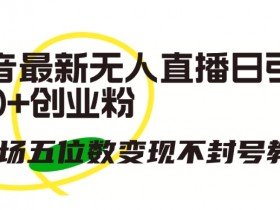 抖音无人直播日引300粉：单场变现5位数不封号创业教程-54创业网