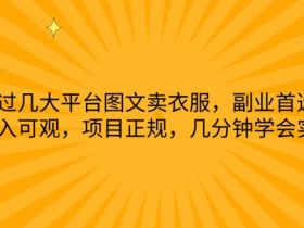 副业卖衣服赚钱：几大平台实操教学，正规项目几分钟学会-54创业网