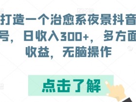 治愈系夜景抖音号：日赚300+的简单操作与多收益揭秘-54创业网