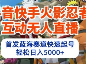火影忍者互动无人直播：抖音快手蓝海赛道，日入5000+起号秘籍-54创业网