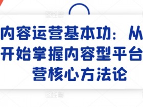 内容运营基本功：零基础入门平台运营核心技巧与方法论-54创业网