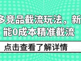 拼多多竞品截流玩法：新手0成本精准截流技巧大公开-54创业网