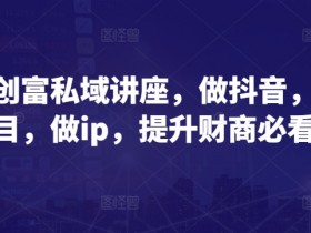 抖音项目IP创富指南：财商提升私域变现必看讲座-54创业网