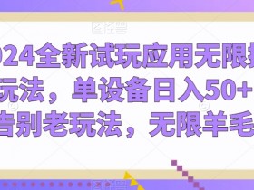 2024最新试玩应用赚钱攻略：单设备日赚50+无限撸金玩法大揭秘-54创业网