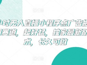 24小时无人直播掘金：冷门暴利小程序广告项目，独家防封技术揭秘-54创业网