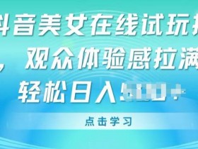 抖音美女试玩自动运行：轻松变现秘籍，观众体验爆棚揭秘-54创业网