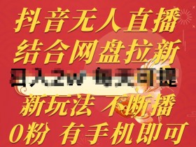 抖音无人直播0粉赚钱：手机操作+网盘拉新不违规玩法大揭秘-54创业网