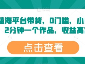 蓝海平台带货0门槛：2分钟1个作品，小白轻松赚高收益-54创业网