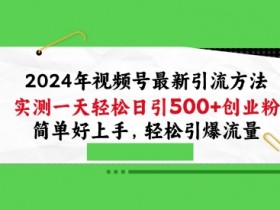 2024视频号引流秘籍：日引100+创业粉实战技巧，轻松引爆流量-54创业网