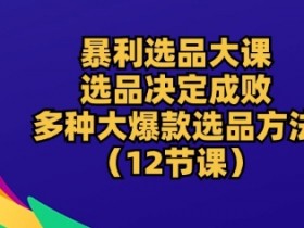 12节暴利选品大课：3招教你选出大爆款，新手也能轻松赚钱-54创业网