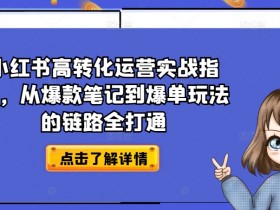 小红书爆款笔记运营指南：高转化爆单玩法实战全链路打通-54创业网