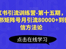 小红书矩阵号月引流80000+到微信：第15期小红书引流训练营-54创业网