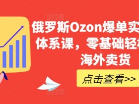 俄罗斯Ozon爆单攻略：零基础新手也能轻松开启海外卖货赚钱-54创业网