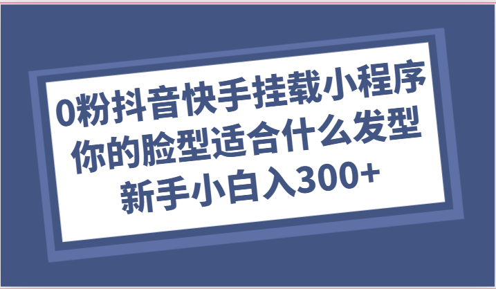 0粉抖音快手挂载小程序：测脸型选发型玩法，新手小白日入300+-54创业网