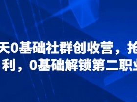 0基础21天社群创收营：抢占红利，轻松解锁第二职业赚钱-54创业网