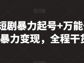 暴力起号短剧变现：万能去重+暴力起号最新实操干货揭秘-54创业网