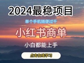 2024最稳小红书商单项目：揭秘蓝海赚钱秘籍，没有之一！-54创业网