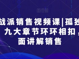实战派销售视频课：孤独九剑9大销售技巧，环环相扣提升成交率-54创业网