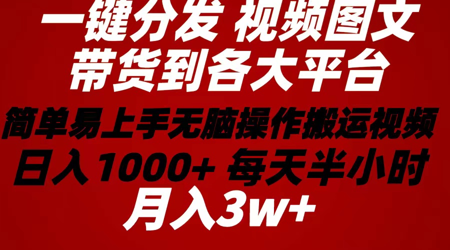 2024年一键分发带货图文视频：每天半小时日入1000+，简单易上手无脑赚收益-54创业网