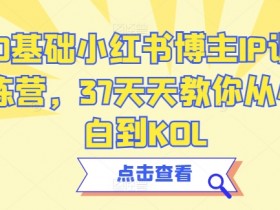 0基础小红书博主IP训练营：37天从小白变KOL，手把手教你做爆款-54创业网