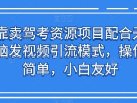 驾考资源项目赚钱吗？无脑发视频引流模式揭秘，小白轻松操作-54创业网