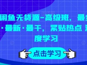 闲鱼无货源高级班：最新最干货教程，紧跟热点实战教学-54创业网