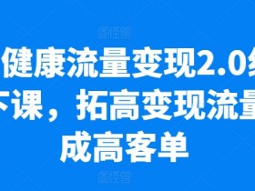 大健康流量变现2.0线下课：10倍业绩增长秘诀，低粉高变现实操课-54创业网