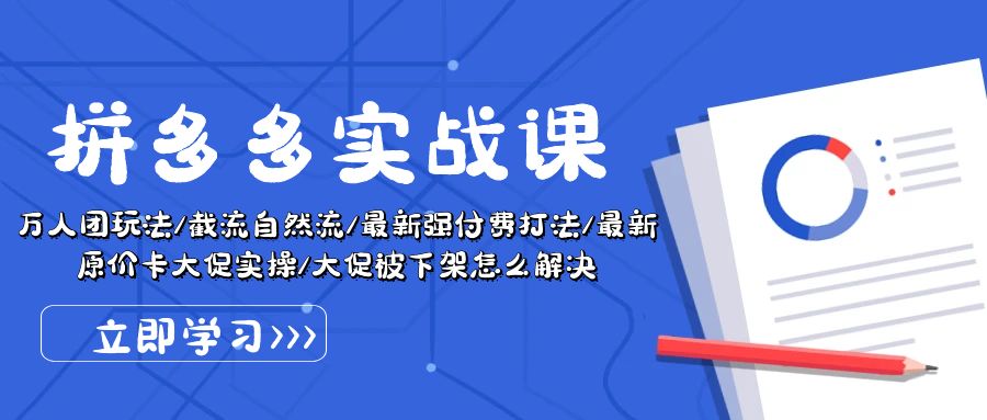 拼多多运营实战：万人团截流强付费打法·原价卡大促技巧-54创业网