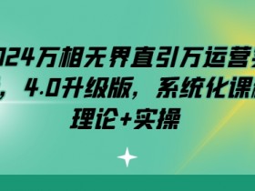 2024万相无界直引万运营4.0升级：系统化理论+实操课程-54创业网