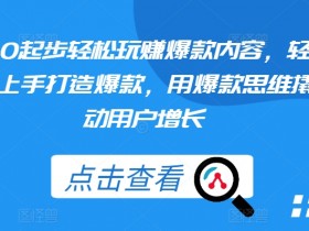 爆款内容从0起步：3步轻松玩赚用户增长，爆款思维快速上手-54创业网