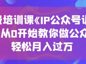IP公众号训练营：0基础教你做公众号，轻松月入过万-54创业网