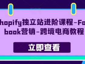 Shopify独立站Facebook营销教程：跨境电商进阶课程实战指南-54创业网