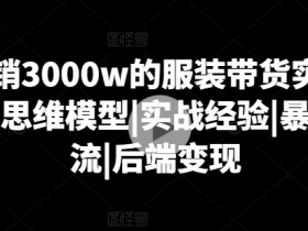 爆款服装带货课：月销3000w的思维模型+暴力引流实战技巧-54创业网