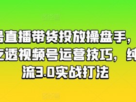 视频号直播带货投放操盘手：两天速成3.0自然流实战技巧，爆单秘籍大公开-54创业网