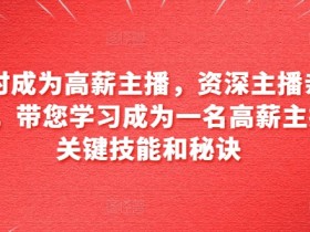 高薪主播速成班：6小时掌握关键技能，资深主播亲授直播秘诀-54创业网