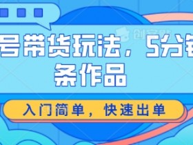 5分钟一条视频号带货玩法：简单入门快速出单技巧揭秘-54创业网